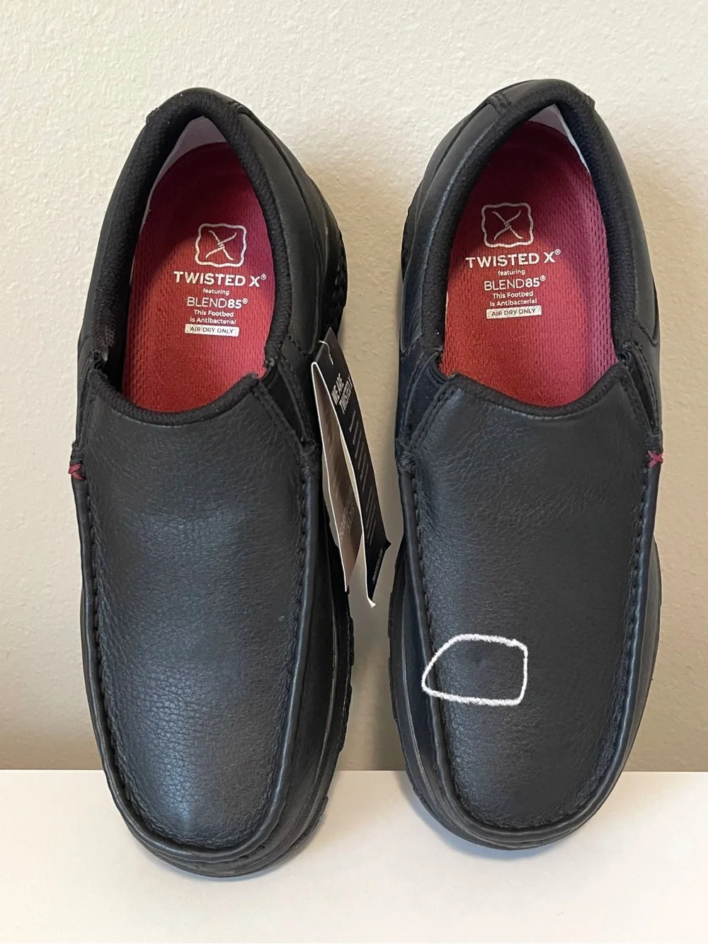 NWT Twisted X Slip On Driving Mocs - Antique Black Leather Upper - Size 8.5M